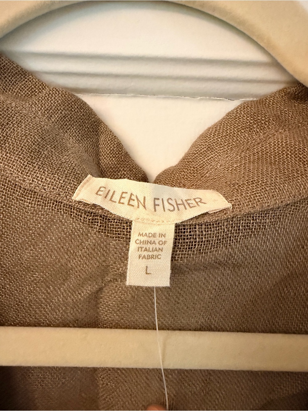 Eileen Fisher Women's Taupe Linen-Gauze Button-Front Shirt Dress - Picture 4 of 6